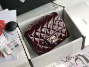 Uubags | Chanel Patent Quilted Mini Square Flap Bag In Dark Red With Gold Hardware 17cm - 1