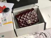 Uubags | Chanel Patent Quilted Mini Square Flap Bag In Dark Red With Gold Hardware 17cm - 3