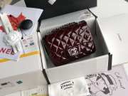 Uubags | Chanel Patent Quilted Mini Square Flap Bag In Dark Red With Silver Hardware 17cm - 1