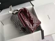 Uubags | Chanel Patent Quilted Mini Square Flap Bag In Dark Red With Silver Hardware 17cm - 4