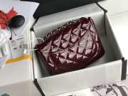 Uubags | Chanel Patent Quilted Mini Square Flap Bag In Dark Red With Silver Hardware 17cm - 3