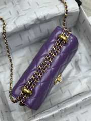 Uubags | Chanel Mini Flap Bag Calfskin & Gold-Tone Metal Purple 12x19x8cm - 6