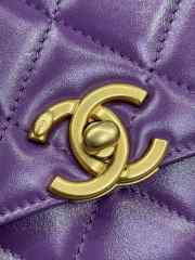 Uubags | Chanel Mini Flap Bag Calfskin & Gold-Tone Metal Purple 12x19x8cm - 5