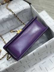 Uubags | Chanel Mini Flap Bag Calfskin & Gold-Tone Metal Purple 12x19x8cm - 4