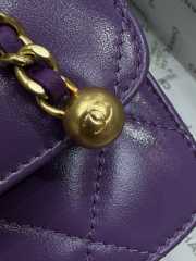 Uubags | Chanel Mini Flap Bag Calfskin & Gold-Tone Metal Purple 12x19x8cm - 3