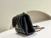 Uubags | Chanel Mini Flap Bag With Handle Shiny Lambskin, Faux Pearls & Gold Metallic Black 13x19x7cm - 3