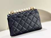 Uubags | Chanel Mini Flap Bag With Handle Shiny Lambskin, Faux Pearls & Gold Metallic Black 13x19x7cm - 5