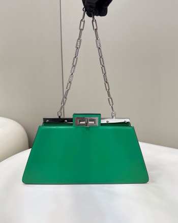 Uubags | Fendi Green Leather Peekaboo Cut Bag 33.5x12x18.5cm