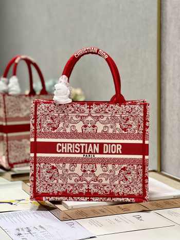 Uubags | Dior Book Tote White/Red Bag 26.5x21x14cm 