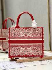 Uubags | Dior Book Tote White/Red Bag 26.5x21x14cm  - 2