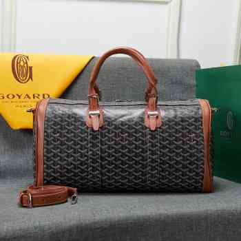 Uubags | Goyard travel bag in black & tan 48x28x22cm