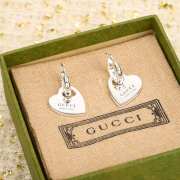 Uubags | Gucci Trademark hoop earrings with cut-out heart pendants 925 sterling silver - 4