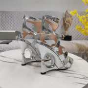 Uubags | Tom Ford Stamped Crocodile Leather Carine Sandal In Silver Metallic - 3