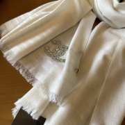 Uubags | Chanel cashmere scarf white 210x70cm - 4