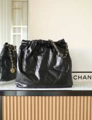 Uubags | Chanel Bag 22 Shiny Calfskin & Gold Metal Black 39x42x8cm - 4