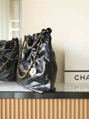 Uubags | Chanel Bag 22 Shiny Calfskin & Gold Metal Black 39x42x8cm - 3