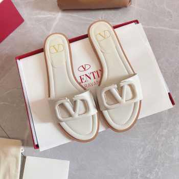 Uubags | Valentino Garavani VLogo cut-out slide sandal in white calfskin leather