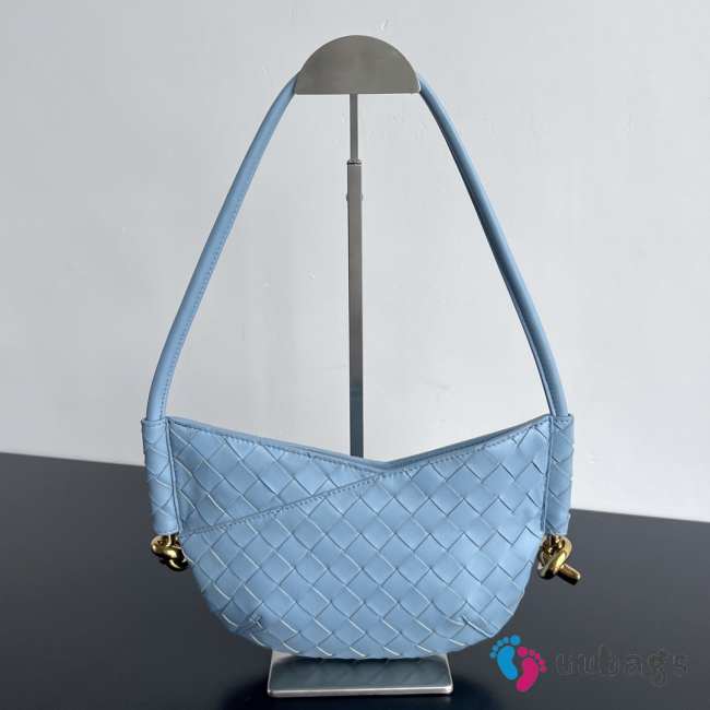  Uubags | Bottege Veneta mini Solstice blue bag in intrecciato leather with signature knot 18x28x5cm - 1