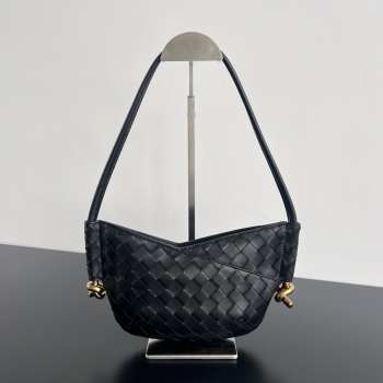 Uubags | Bottege Veneta mini Solstice black bag in intrecciato leather with signature knot 18x28x5cm