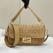 Uubags | Baguette sand leather and interlaced fibre bag 15x6x27cm - 1