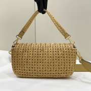 Uubags | Baguette sand leather and interlaced fibre bag 15x6x27cm - 5