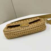 Uubags | Baguette sand leather and interlaced fibre bag 15x6x27cm - 6