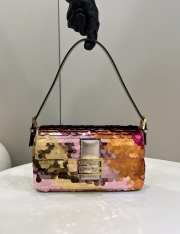 Uubags |  Fendi Sequin Paillettes Vitello Laminato Striped Multicolor 27x5x14cm - 1