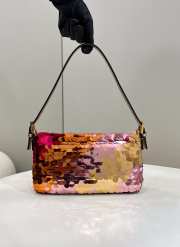 Uubags |  Fendi Sequin Paillettes Vitello Laminato Striped Multicolor 27x5x14cm - 5