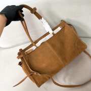 Uubags | Prada large suede handbag in cinnamon 38x24x12cm - 5