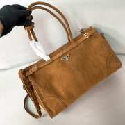 Uubags | Prada large suede handbag in cinnamon 38x24x12cm - 2