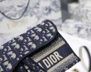 Uubags | Dior Blue Saddle Oblique Pochette Wallet 21x13cm - 6