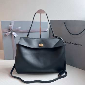 Uubags | Balenciaga Rodeo medium handbag in black smooth calfskin with gold hardware 35x23x11cm  