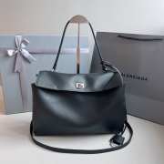 Uubags | Balenciaga Rodeo medium handbag in black smooth calfskin with silver hardware 35x23x11cm - 1