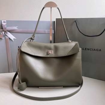 Uubags | Balenciaga Rodeo medium handbag in dark green smooth calfskin with silver hardware 35x23x11cm