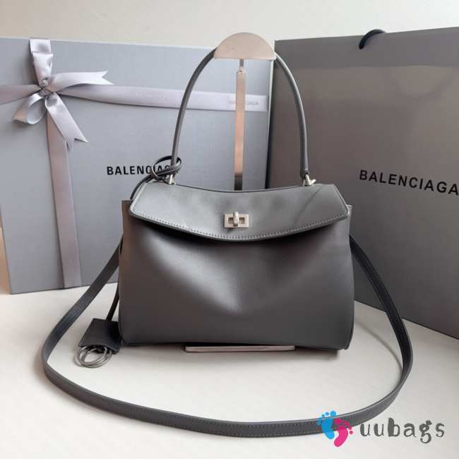 Uubags | Balenciaga Rodeo mini handbag in grey smooth calfskin with silver hardware 28x20x10cm  - 1