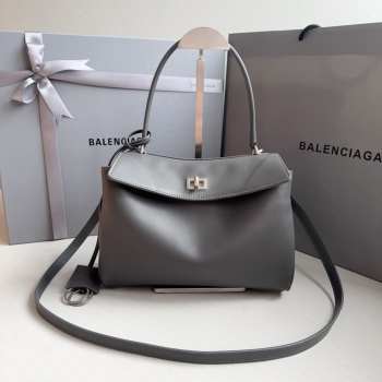 Uubags | Balenciaga Rodeo mini handbag in grey smooth calfskin with silver hardware 28x20x10cm 