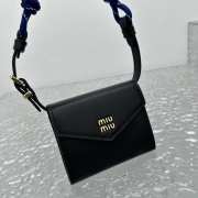 Uubags | Miu Miu leather wallet with shoulder strap in black 15x10.5cm - 3