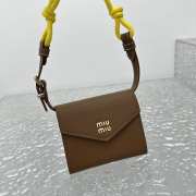 Uubags | Miu Miu leather wallet with shoulder strap in brown 15x10.5cm - 4