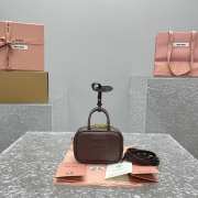 Uubags | Miu Miu leather micro bag in dark brown 10.5x4cm - 1