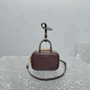 Uubags | Miu Miu leather micro bag in dark brown 10.5x4cm - 4