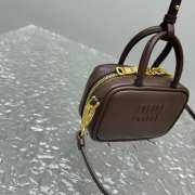 Uubags | Miu Miu leather micro bag in dark brown 10.5x4cm - 2