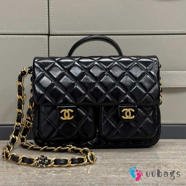 Uubags | Chanel 24a handle bag black 25x8x17cm - 1