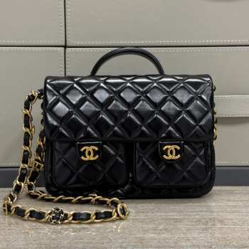 Uubags | Chanel 24a handle bag black 25x8x17cm