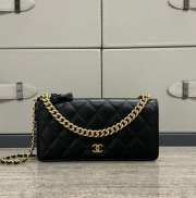 Uubags | Chanel WOC Chain Wallet With Bow In Lambskin & Gold-Tone Metal Black 18x3.5x10.5cm - 1