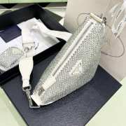 Uubags | Prada Satin Crystal Triangle leather shoulder bag in white 26x14x12cm - 4