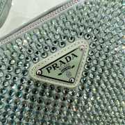 Uubags | Prada Satin Crystal Triangle leather shoulder bag in green 26x14x12cm - 5