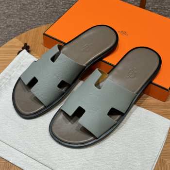 Uubags | Hermes Men's Sandal in turquoise blue Epsom Calfskin 