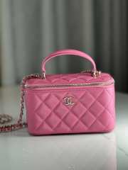 Uubags | Chanel Vanity Top Handle Rectangular Lambskin Pink Silver Plated 17cm - 1