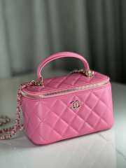 Uubags | Chanel Vanity Top Handle Rectangular Lambskin Pink Silver Plated 17cm - 3