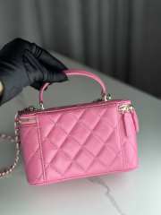 Uubags | Chanel Vanity Top Handle Rectangular Lambskin Pink Silver Plated 17cm - 6